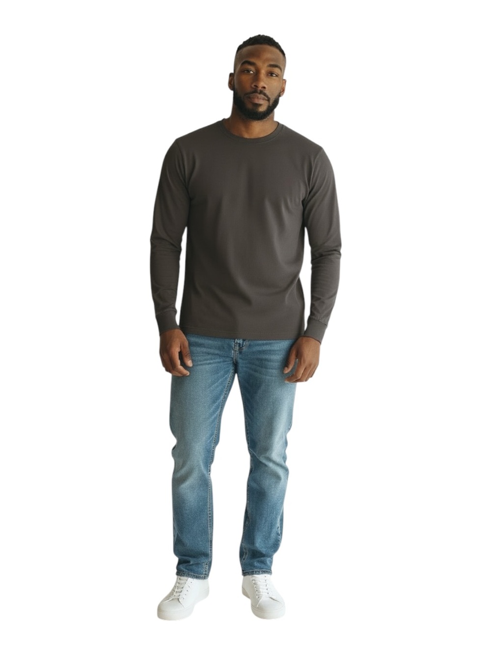 Eddie Bauer Men's Long-Sleeve Crew Neck  T- Shirt in Charcoal Gray Size Large